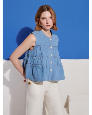 Sister Jane Kasos Denim Top - Blue