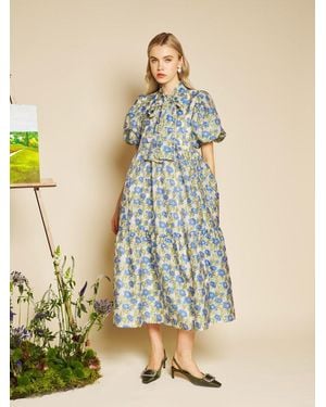 Sister Jane Iris Jacquard Midi Dress - Blue