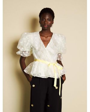 Sister Jane Dream Margaux Spot Organza Wrap Top - Natural