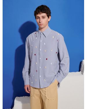 Sister Jane Clio Stripe Embellished Shirt - Blue