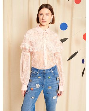Sister Jane Dream Rose Lace Collar Blouse - Blue