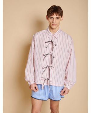 Sister Jane Henrik Stripe Bow Shirt - Natural