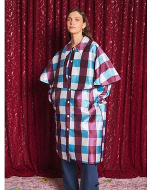 Sister Jane Carina Check Cape Coat - Red