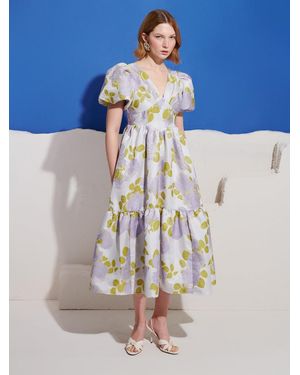 Sister Jane Fig Flora Jacquard Midi Dress - Blue