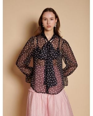 Sister Jane Painterly Polka Chiffon Blouse - Natural