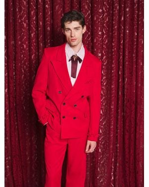 Sister Jane Draco Double Breasted Ruffle Blazer - Red
