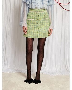 Sister Jane Dream Hummingbird Tweed Mini Skirt - Green
