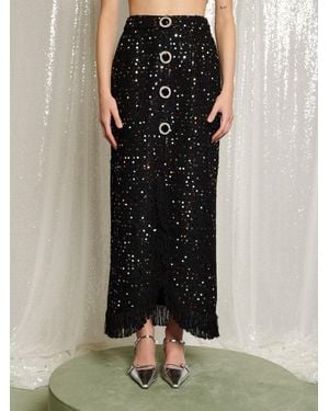 Sister Jane Dream Confetti Crew Tweed Midi Skirt - Black