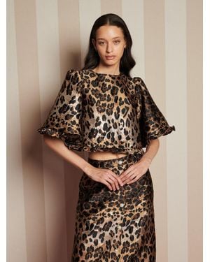 Sister Jane Suite Leopard Jacquard Top - Brown