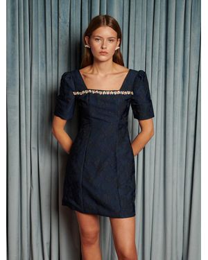 Sister Jane Frame Jacquard Mini Dress - Grey