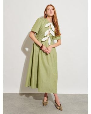 Sister Jane Ghospell Sali Stripe Tie Front Midi Dress - Green