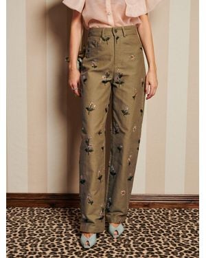 Sister Jane Dream Chateau Flower Embellished Jeans - Natural