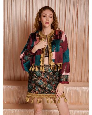 Sister Jane Dream Escapade Fringe Cropped Jacket - Brown