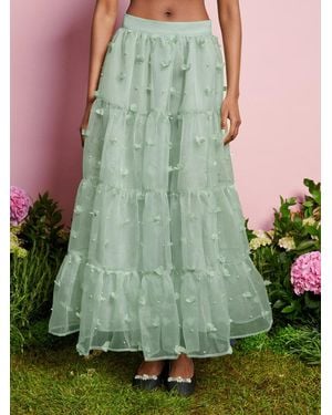 Sister Jane Dream Prairie Organza Midi Skirt - Green