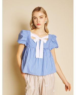 Sister Jane Tulip Stripe Bow Top - Blue