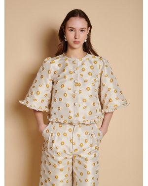 Sister Jane Mora Jacquard Ruffle Top - Natural