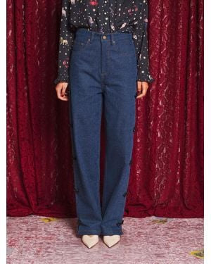 Sister Jane Celeste Frog Trim Jeans - Blue