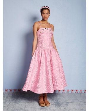 Sister Jane Dream Posy Jacquard Midi Dress - Pink