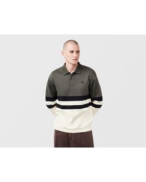 Fred Perry Colour Block Collared Sweatshirt - Black