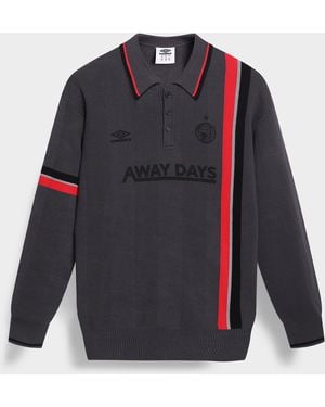 Umbro Sports Culture Long Sleeve Knit Polo - Blue