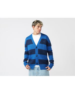 No Problemo Striped Mohair Cardigan - Blue