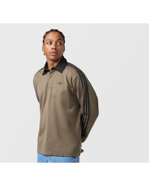 adidas Originals 3-Stripes Rugby Long Sleeve Polo Shirt - Green