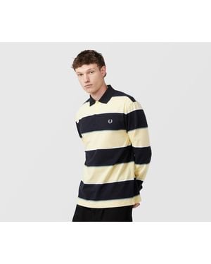 Fred Perry Long Sleeve Striped Polo Shirt - Black
