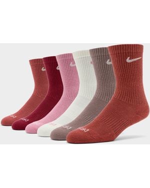 Nike 6-Pack Everyday Cushioned Training Crew Socks - Red