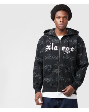 X-Large Allover Logo Zip Hoodie - Black