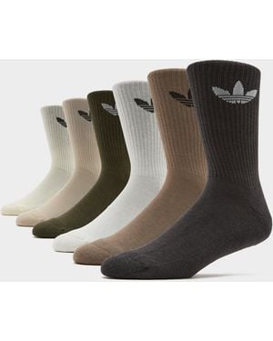 adidas Originals 6-Pack Trefoil Cushion Crew Socks - Brown