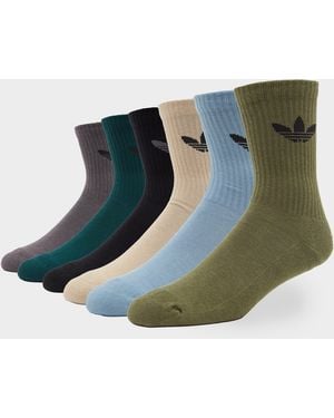 adidas 6-Pack Trefoil Cushion Crew Socks - Green