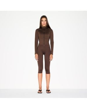 Skims Mock Neck Full Zip Jacket - Brown