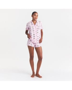 Skims Sleep Short Sleeve Button Up Set - Red