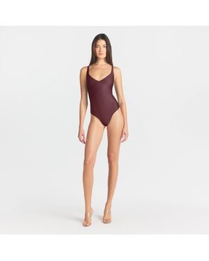 Skims Unlined Plunge Thong Bodysuit - Red