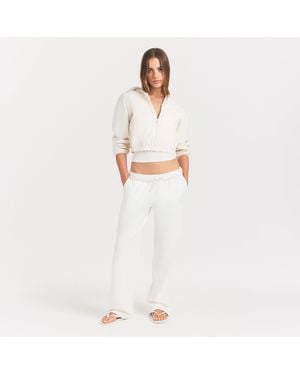 Skims Cropped Zip Up Jacket - White