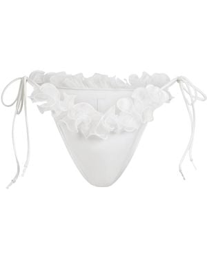 Skims Ruffle Dipped Tie Bikini Bottom - White