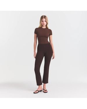 Skims High-Waisted Cropped Kick Flare Pants - Brown