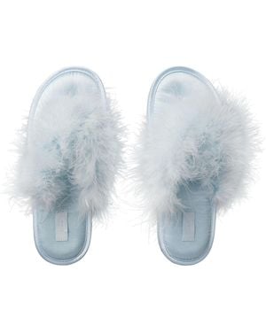 Skims Faux Feather Slipper - Blue