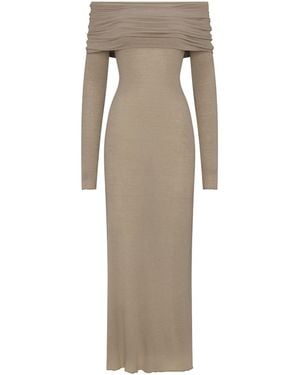 Skims Off The Shoulder Long Dress - Natural