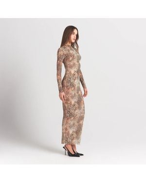 Skims Mock Neck Long Sleeve Long Dress - Natural