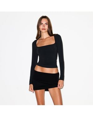 Skims Scoop Neck Long Sleeve Top - Black