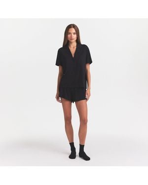 Skims Organic Cotton Sleep Short Sleeve Set - Black