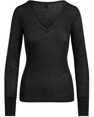 Skims Long Sleeve V Neck - Black