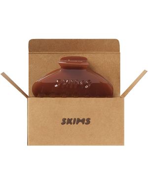 Skims Embossed Logo Claw Clip - Brown