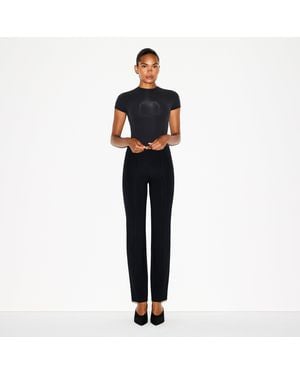 Skims High-Waisted Pintuck Straight Leg Pants - Black