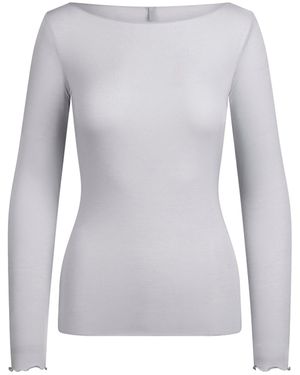 Skims Long Sleeve Boatneck Top - Gray