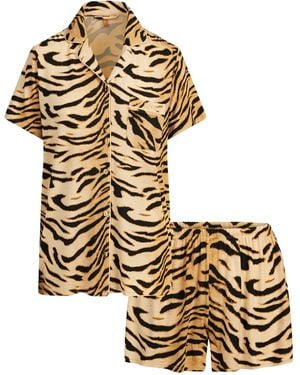 Skims Sleep Short Sleeve Button Up Set - Metallic