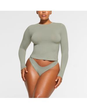 Skims Cotton Jersey Long Sleeve T-shirt - Green
