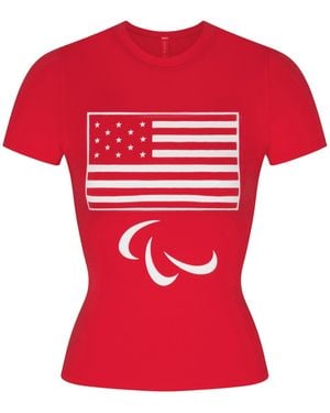 Skims Cotton Jersey Paralympic T-Shirt - Red
