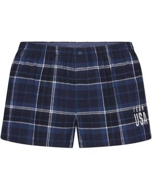 Skims Flannel Pajama Olympic Short - Blue
